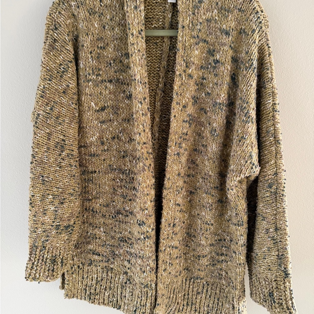J. Jill Speckled Tan Cardigan Sweater